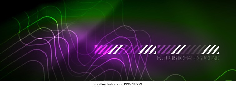 Shiny-Neonbeleuchtung Hintergrund, Techno-Design, moderne Bildschirmhintergründe, Vektorgrafik