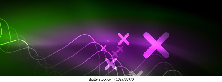 Shiny neon lights background, techno design, modern wallpaper for your project, vector illustration