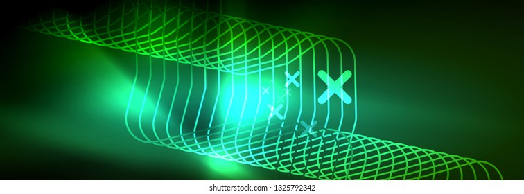 Shiny neon lights background, techno design, modern wallpaper for your project, vector illustration
