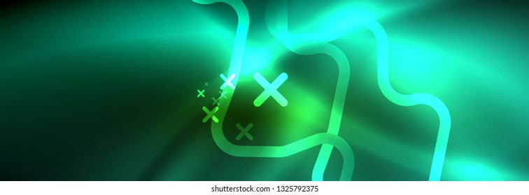 Shiny neon lights background, techno design, modern wallpaper for your project, vector illustration
