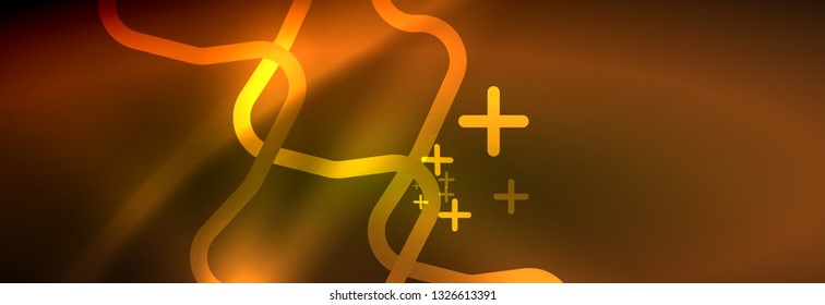 Fondo de luces de neón brillantes, diseño técnico, fondo de pantalla moderno para su proyecto, ilustración vectorial