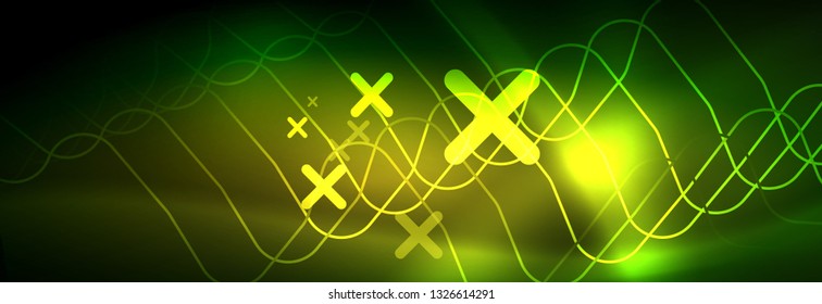 Shiny neon lights background, techno design, modern wallpaper for your project, vector illustration