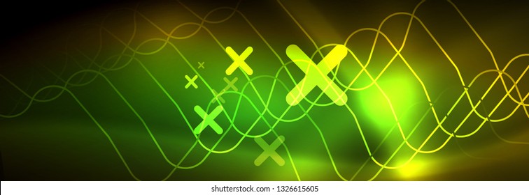 Shiny neon lights background, techno design, modern wallpaper for your project, vector illustration