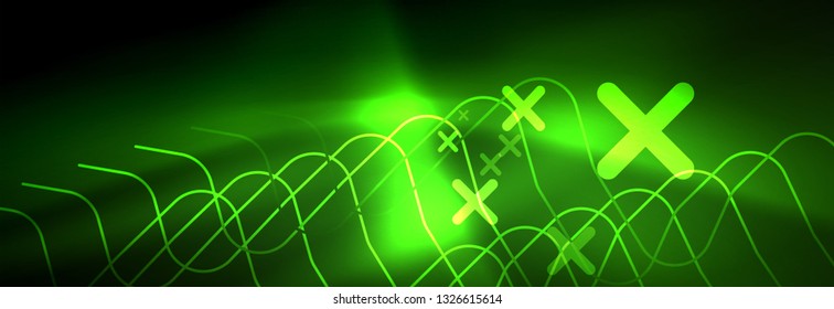 Fondo de luces de neón brillantes, diseño técnico, fondo de pantalla moderno para su proyecto, ilustración vectorial