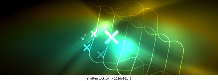 Shiny neon lights background, techno design, modern wallpaper for your project, vector illustration