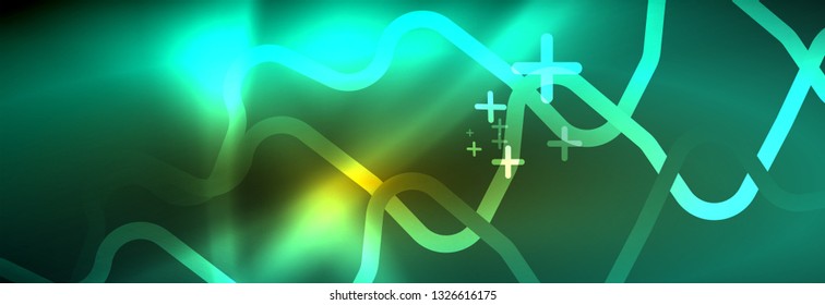 Shiny-Neonbeleuchtung Hintergrund, Techno-Design, moderne Bildschirmhintergründe, Vektorgrafik