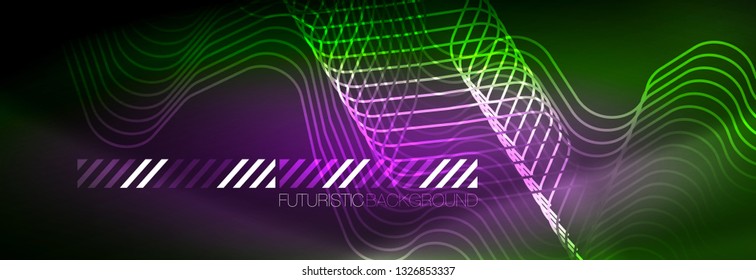 Shiny neon lights background, techno design, modern wallpaper for your project, vector illustration