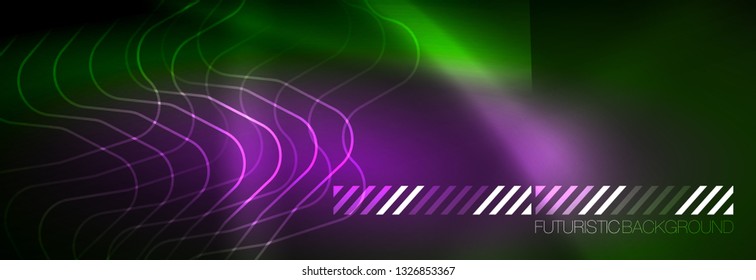 Shiny-Neonbeleuchtung Hintergrund, Techno-Design, moderne Bildschirmhintergründe, Vektorgrafik