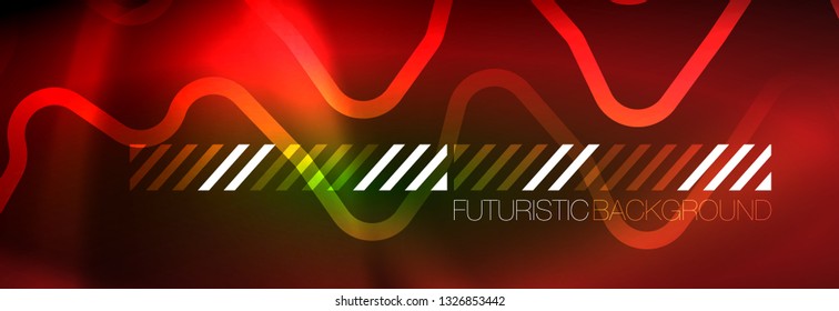 Fondo de luces de neón brillantes, diseño técnico, fondo de pantalla moderno para su proyecto, ilustración vectorial