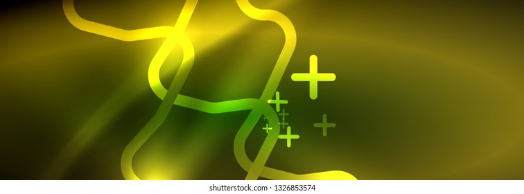 Fondo de luces de neón brillantes, diseño técnico, fondo de pantalla moderno para su proyecto, ilustración vectorial