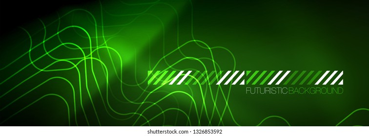 Fondo de luces de neón brillantes, diseño técnico, fondo de pantalla moderno para su proyecto, ilustración vectorial