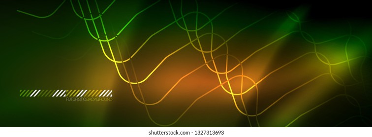 Fondo de luces de neón brillantes, diseño técnico, fondo de pantalla moderno para su proyecto, ilustración vectorial