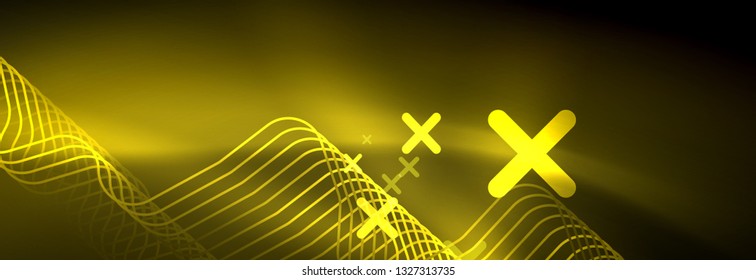 Fondo de luces de neón brillantes, diseño técnico, fondo de pantalla moderno para su proyecto, ilustración vectorial