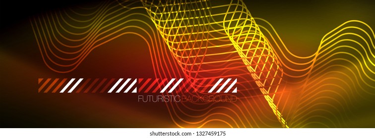 Fondo de luces de neón brillantes, diseño técnico, fondo de pantalla moderno para su proyecto, ilustración vectorial