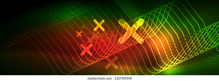 Fondo de luces de neón brillantes, diseño técnico, fondo de pantalla moderno para su proyecto, ilustración vectorial