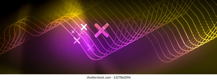 Shiny neon lights background, techno design, modern wallpaper for your project, vector illustration