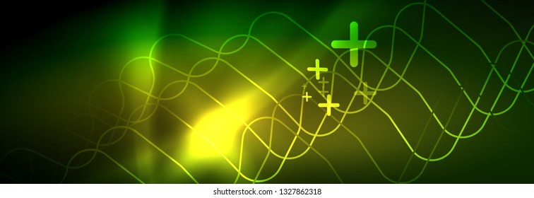 Fondo de luces de neón brillantes, diseño técnico, fondo de pantalla moderno para su proyecto, ilustración vectorial