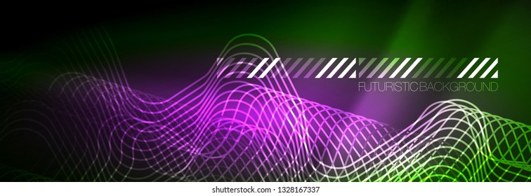 Shiny-Neonbeleuchtung Hintergrund, Techno-Design, moderne Bildschirmhintergründe, Vektorgrafik