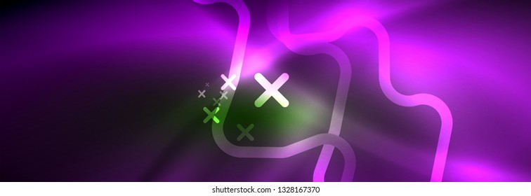 Fondo de luces de neón brillantes, diseño técnico, fondo de pantalla moderno para su proyecto, ilustración vectorial