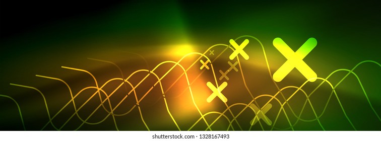Shiny neon lights background, techno design, modern wallpaper for your project, vector illustration