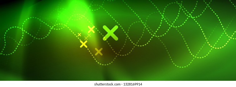 Fondo de luces de neón brillantes, diseño técnico, fondo de pantalla moderno para su proyecto, ilustración vectorial