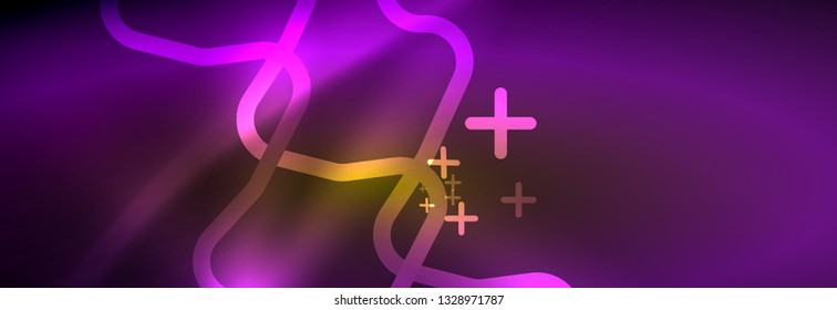 Fondo de luces de neón brillantes, diseño técnico, fondo de pantalla moderno para su proyecto, ilustración vectorial