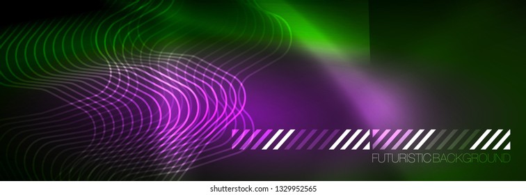 Shiny neon lights background, techno design, modern wallpaper for your project, vector illustration