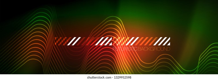 Fundo de luzes neon brilhante, design techno, papel de parede moderno para o seu projeto, ilustração vetorial