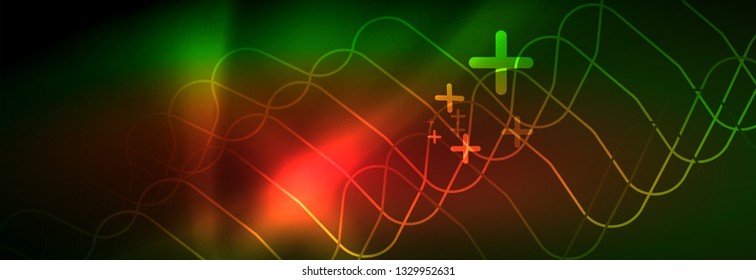 Shiny neon lights background, techno design, modern wallpaper for your project, vector illustration