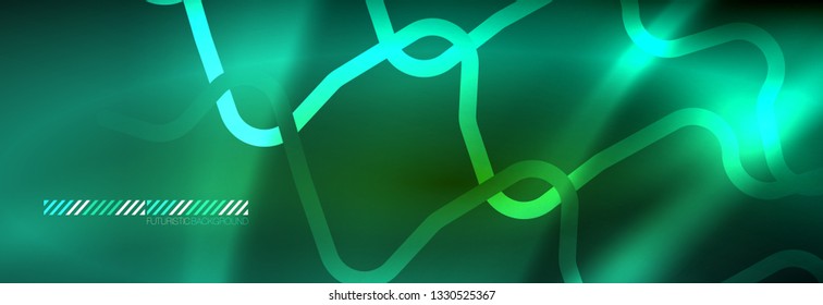 Fondo de luces de neón brillantes, diseño técnico, fondo de pantalla moderno para su proyecto, ilustración vectorial
