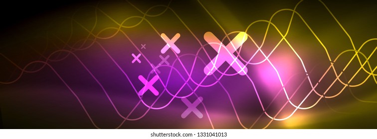 Shiny neon lights background, techno design, modern wallpaper for your project, vector illustration