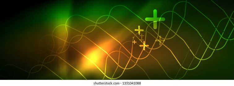Fondo de luces de neón brillantes, diseño técnico, fondo de pantalla moderno para su proyecto, ilustración vectorial