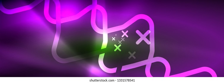 Shiny neon lights background, techno design, modern wallpaper for your project, vector illustration