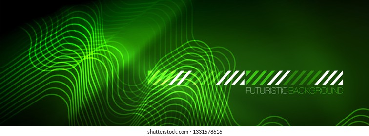 Fondo de luces de neón brillantes, diseño técnico, fondo de pantalla moderno para su proyecto, ilustración vectorial