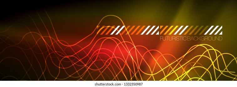 Fondo de luces de neón brillantes, diseño técnico, fondo de pantalla moderno para su proyecto, ilustración vectorial