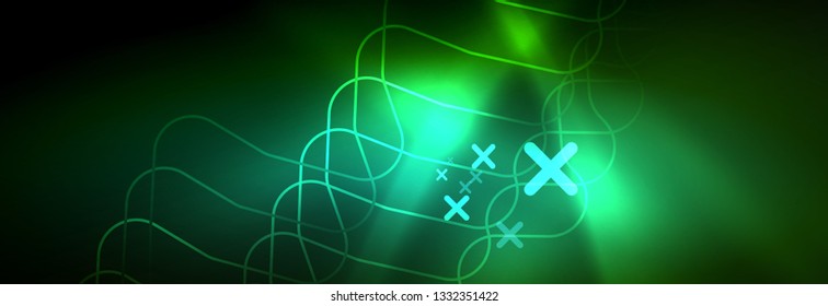 Fondo de luces de neón brillantes, diseño técnico, fondo de pantalla moderno para su proyecto, ilustración vectorial