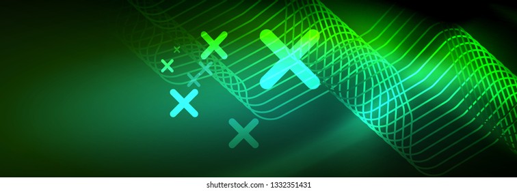 Shiny neon lights background, techno design, modern wallpaper for your project, vector illustration