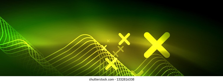 Fondo de luces de neón brillantes, diseño técnico, fondo de pantalla moderno para su proyecto, ilustración vectorial