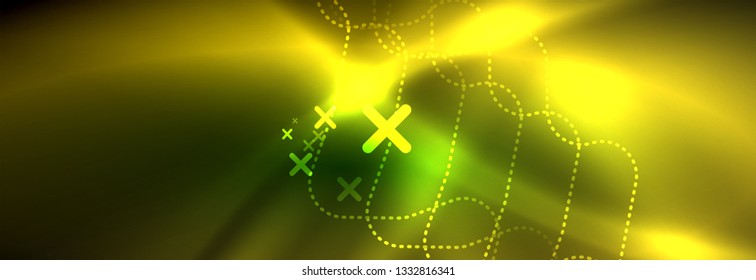 Shiny neon lights background, techno design, modern wallpaper for your project, vector illustration
