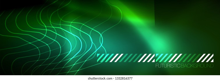 Fondo de luces de neón brillantes, diseño técnico, fondo de pantalla moderno para su proyecto, ilustración vectorial