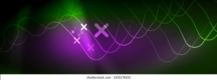Shiny neon lights background, techno design, modern wallpaper for your project, vector illustration