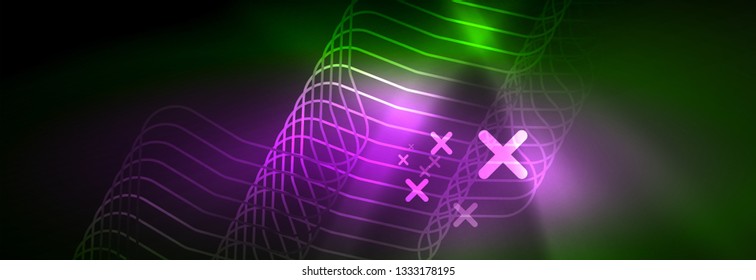 Shiny neon lights background, techno design, modern wallpaper for your project, vector illustration