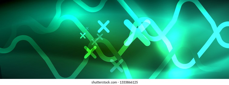 Shiny neon lights background, techno design, modern wallpaper for your project, vector illustration