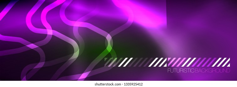 Shiny neon lights background, techno design, modern wallpaper for your project, vector illustration