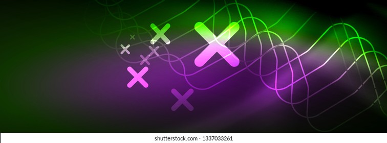 Shiny neon lights background, techno design, modern wallpaper for your project, vector illustration