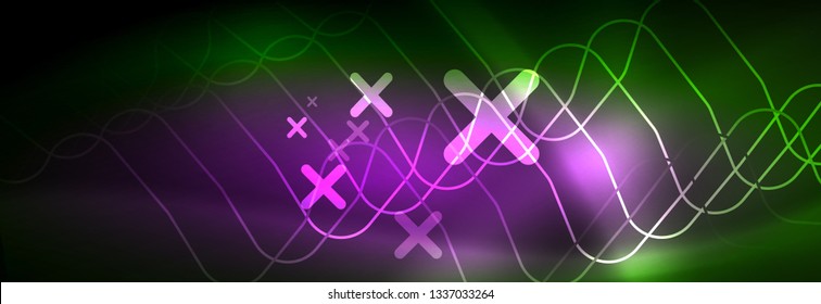 Shiny neon lights background, techno design, modern wallpaper for your project, vector illustration