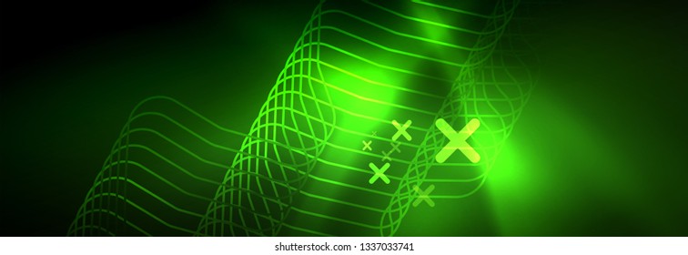 Fondo de luces de neón brillantes, diseño técnico, fondo de pantalla moderno para su proyecto, ilustración vectorial