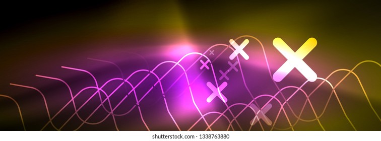 Shiny neon lights background, techno design, modern wallpaper for your project, vector illustration