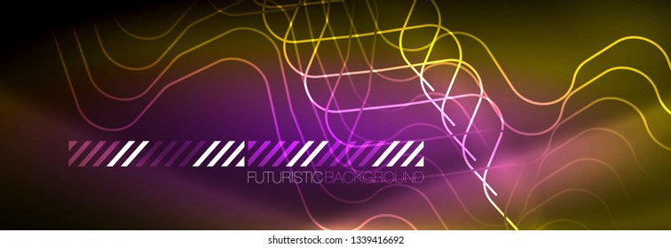 Fondo de luces de neón brillantes, diseño técnico, fondo de pantalla moderno para su proyecto, ilustración vectorial