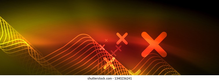 Fondo de luces de neón brillantes, diseño técnico, fondo de pantalla moderno para su proyecto, ilustración vectorial